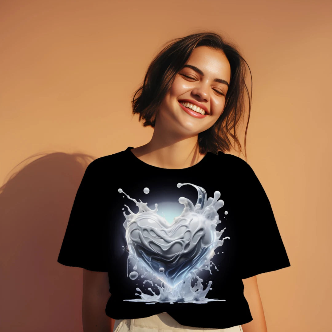 Drip Splash Heart Premium Unisex T-Shirt – Luxury Heart Graphic Streetwear Tee