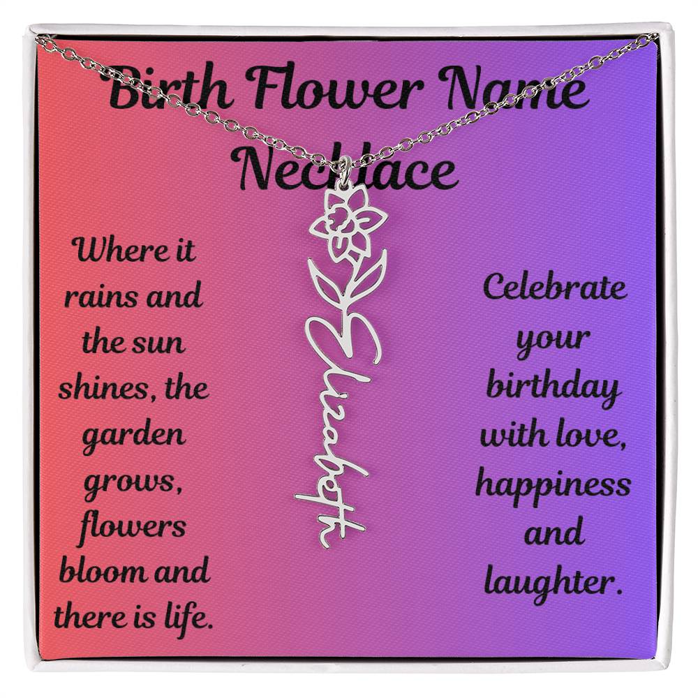 Birth Flower Name Necklace