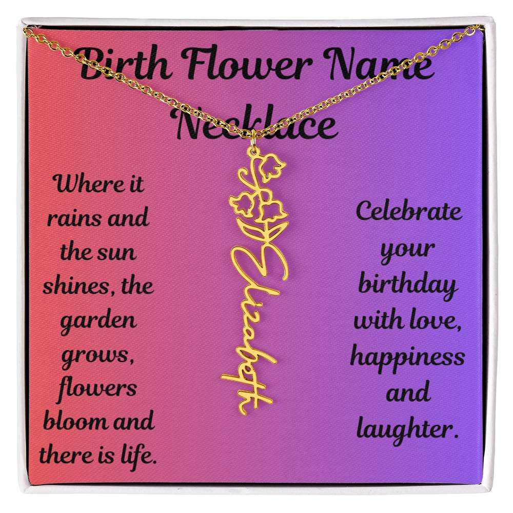 Birth Flower Name Necklace