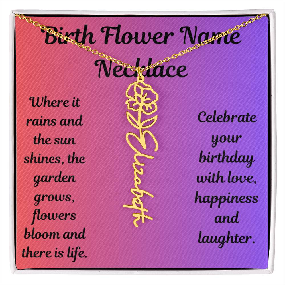 Birth Flower Name Necklace