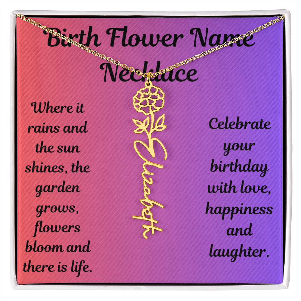 Birth Flower Name Necklace