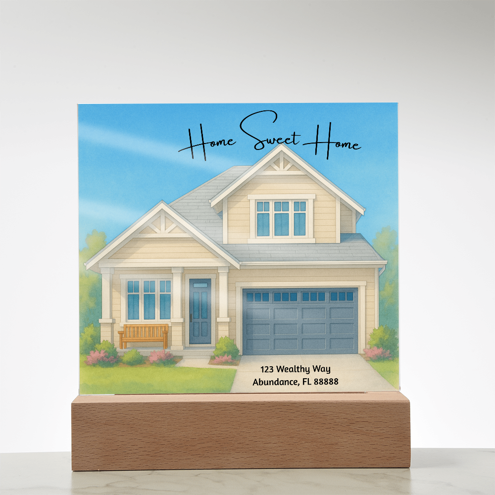 Home Sweet Home Printed Square Acrylic Plaque Great Gift Idea For New Homeowners, House Warming Gifts, Realtor Gifts & More
