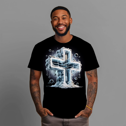Drip Cross Bubbles Premium Unisex Graphic Tee – Bold Faith Streetwear Shirt