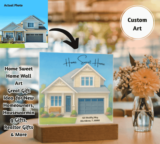 Home Sweet Home Printed Square Acrylic Plaque Great Gift Idea For New Homeowners, House Warming Gifts, Realtor Gifts & More