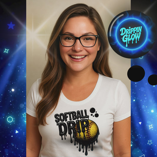 Drippin Glow Collection Softball Drip Unisex T-Shirt – Neon Softball Graphic Tee | Self Care Life