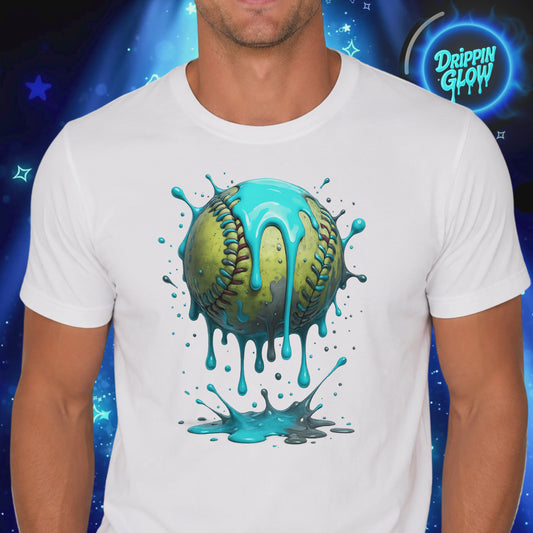 Drippin Glow Collection Softball in Motion Unisex T-Shirt – Graphic Tee | Self Care Life