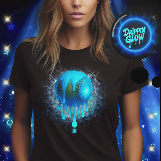 Drippin Glow Collection Softball Ice Ball Unisex T-Shirt – Neon Sports Graphic Tee | Self Care Life