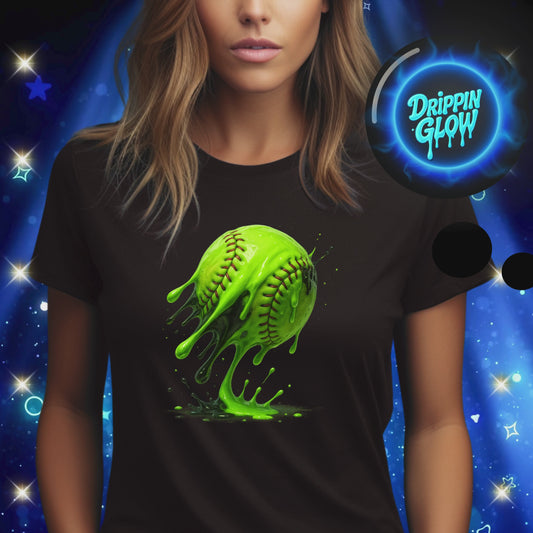 Drippin Glow Collection Softball Unisex T-Shirt – Neon Softball Graphic Tee | Self Care Life